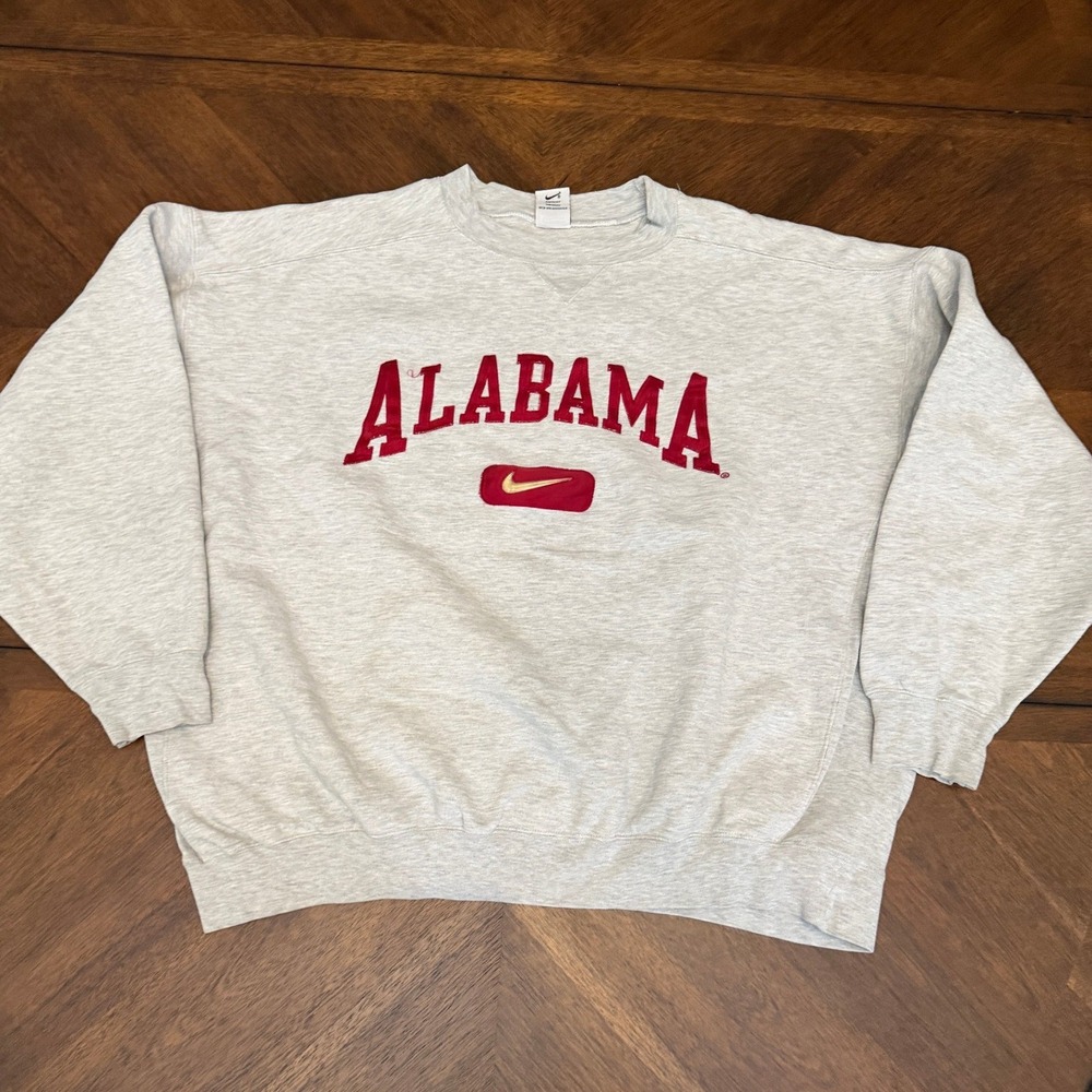 Vintage Nike Alabama Crimson Tide Sweatshirt XXL Gray Red Embroidered Swoosh